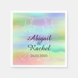 Pastel Rainbow Brides Bröllop Napkin Pappersservett