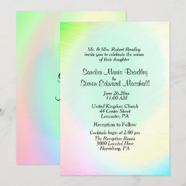 Pastel Rainbow bröllopsinbjudan med mottagning Inbjudningar