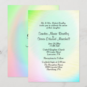 Pastel Rainbow bröllopsinbjudan med mottagning Inbjudningar