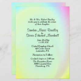 Pastel Rainbow bröllopsinbjudan med mottagning Inbjudningar
