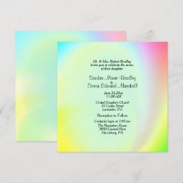Pastel Rainbow bröllopsinbjudan med mottagning Inbjudningar