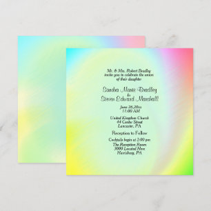 Pastel Rainbow bröllopsinbjudan med mottagning Inbjudningar