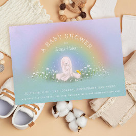 Pastel Rainbow Bunny Baby Shower Inbjudningar