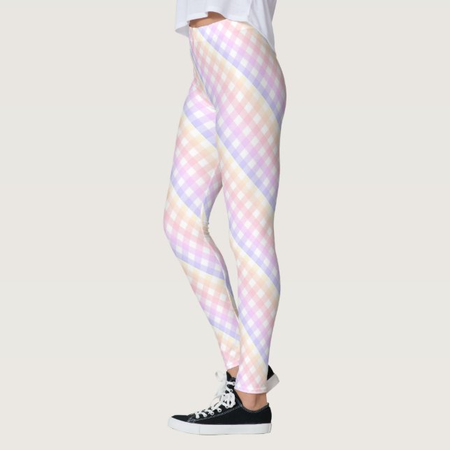 Pastel Rainbow Checkerboard Leggings (Vänster)
