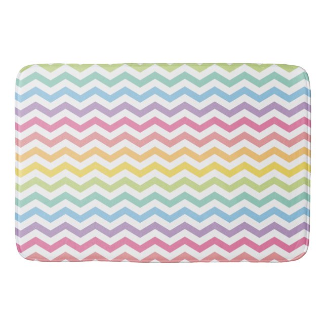 Pastel Rainbow Chevron Mönster Badrumsmatta (Framsidan)