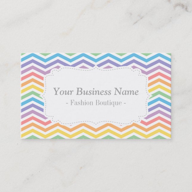 Pastel Rainbow Chevron Mönster Elegant Mode Visitkort (Framsida)