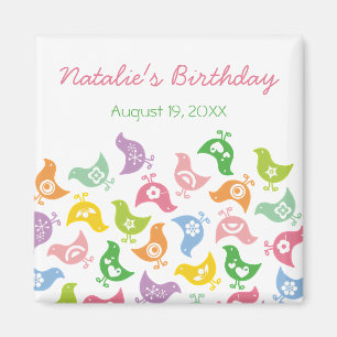 Pastel Rainbow Chicks Barn Birthday Save Date Magnet