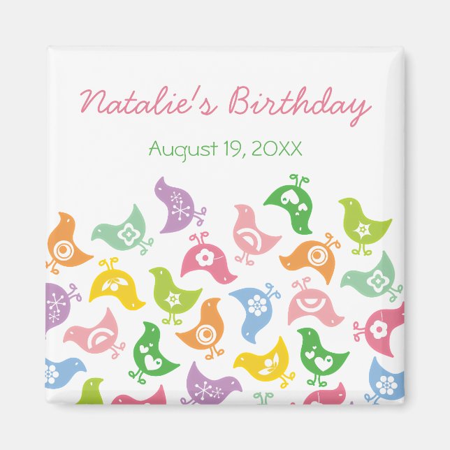 Pastel Rainbow Chicks Barn Birthday Save Date Magnet (Framsidan)