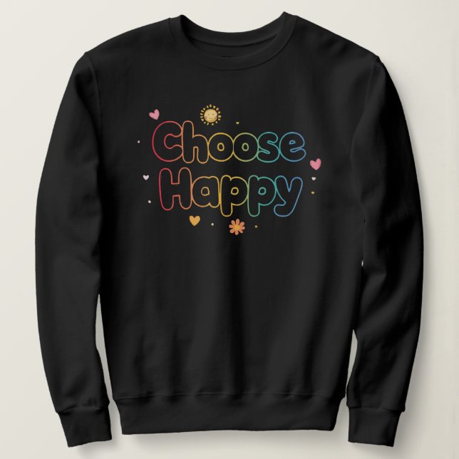 Pastel Rainbow "Choose Happy" Quote T Shirt (Design framsida)