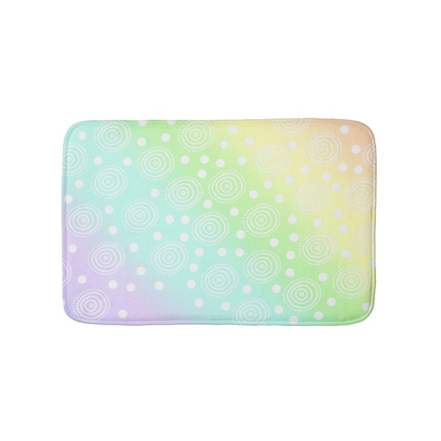 Pastel Rainbow Circles in Circles Bath Mat Badrumsmatta (Framsidan)