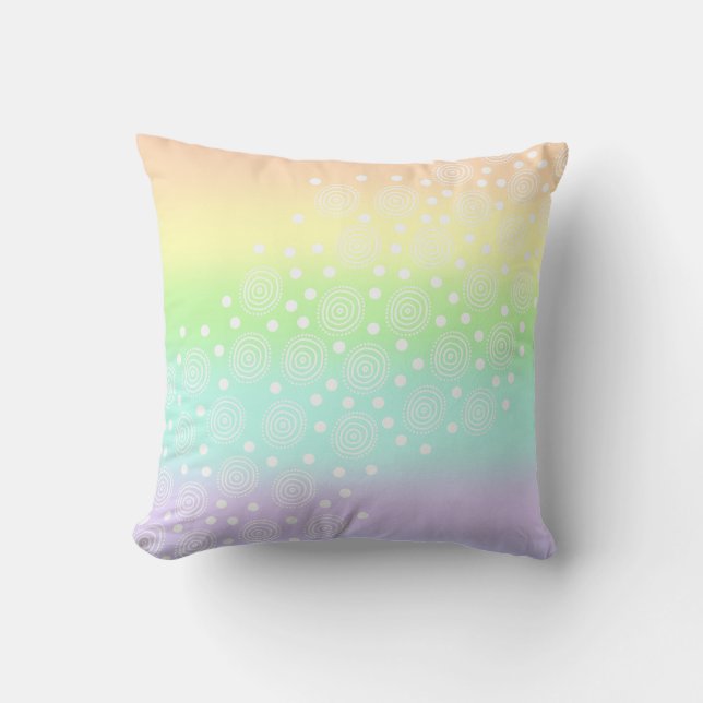 Pastel Rainbow Circles in Circles Kudde (Framsida)