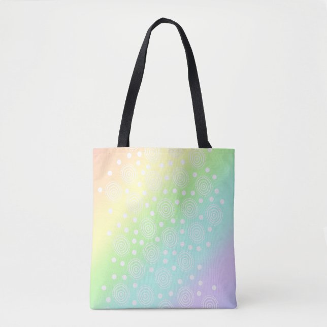 Pastel Rainbow Circles in Circles Tote Bag Tygkasse (Framsida)