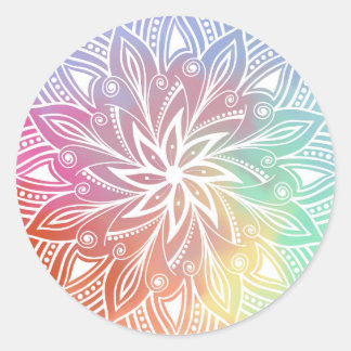 Pastel Rainbow Classic Round Sticker Runt Klistermärke