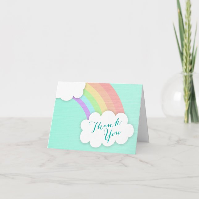 Pastel Rainbow Cloud Baby Shower Tackkort (Framsida)