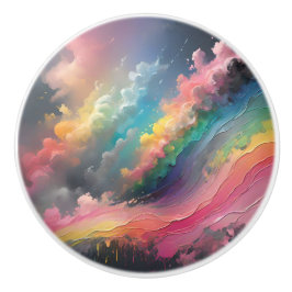 Pastel Rainbow Clouds Anpassningsbar Ceramic Knob Knopp