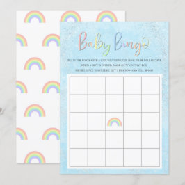 Pastel Rainbow & Clouds Baby Bingo Inbjudningar