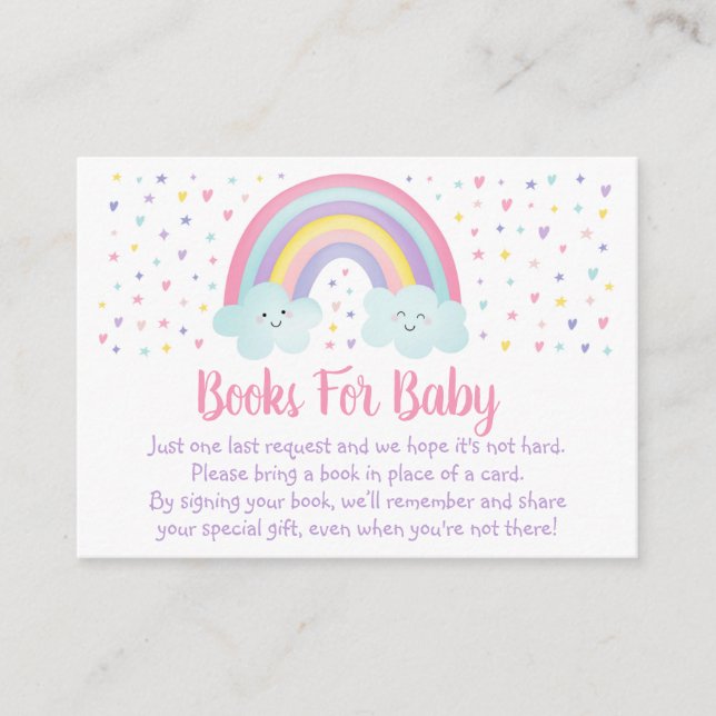 Pastel Rainbow Clouds Baby Shower Bok-begäran Tilläggskort (Framsida)