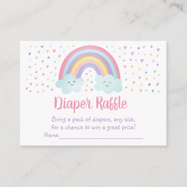 Pastel Rainbow Clouds Baby Shower Raffle Tilläggskort (Framsida)