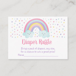 Pastel Rainbow Clouds Baby Shower Raffle Tilläggskort