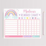 Pastel Rainbow Clouds Reward Chart Chore Chart Anteckningsblock<br><div class="desc">Detta lovvärda chore-diagram är ett underbart sätt att hjälpa ditt barn att bli motiverat när de arbetar mot sina mål för att tjäna en belöning. Utformningen har en pastellregnbåge och moln.</div>