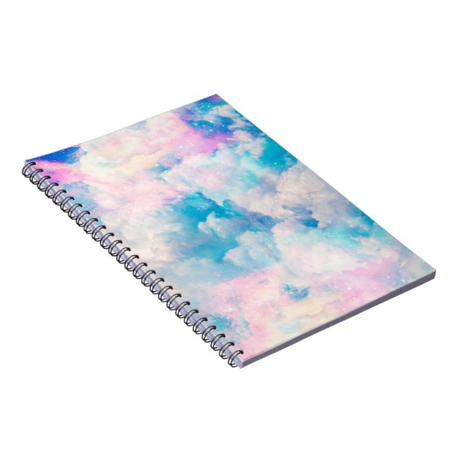 Pastel Rainbow Cloudy Himlar Aesthetic Anteckningsbok (Högra Sidan)