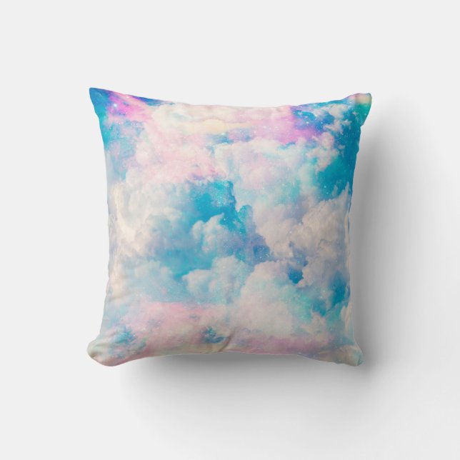 Pastel Rainbow Cloudy Himlar Aesthetic Kudde (Framsida)
