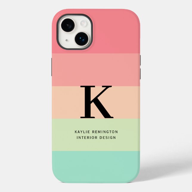 Pastel Rainbow Colorblock Rand Rosa Monogram på (Baksida)