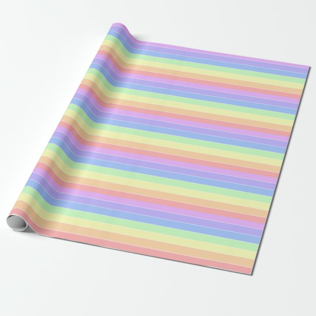 Pastel Rainbow Colorful Rand Presentpapper (Utrullad)