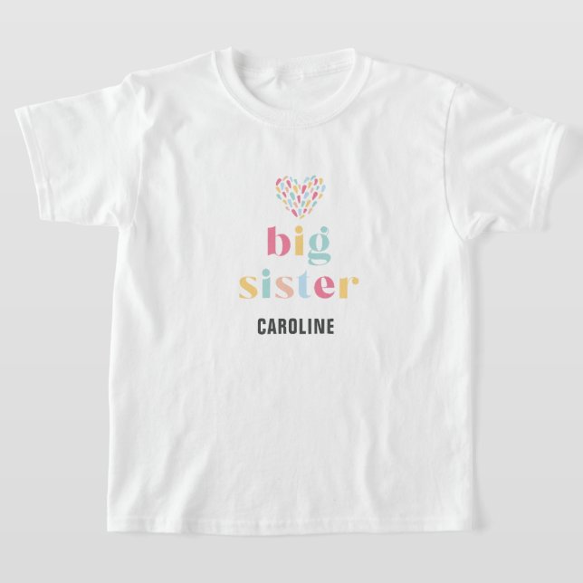 Pastel Rainbow Colors Baby Shower Big Sister T Shirt (Laydown)