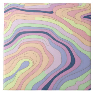 Pastel Rainbow contour mönster big Kakelplatta