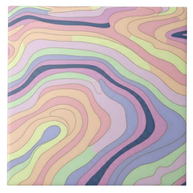 Pastel Rainbow contour mönster big Kakelplatta (Framsidan)