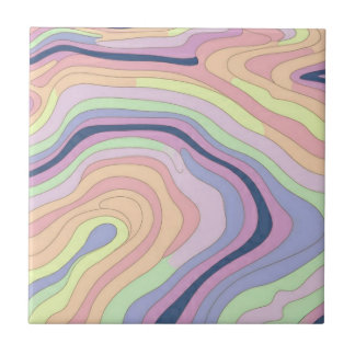 Pastel Rainbow contour mönster big Kakelplatta