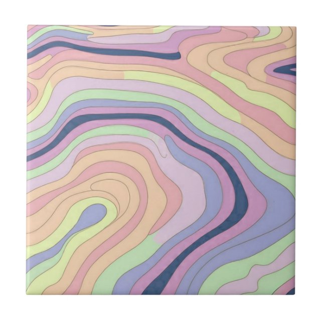 Pastel Rainbow contour mönster big Kakelplatta (Framsidan)