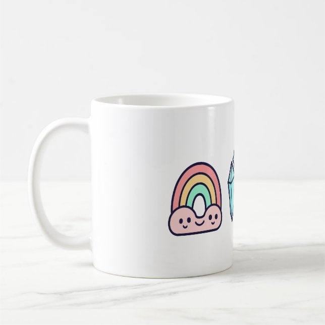 Pastel Rainbow Crystal Good Vibes Mugg (Vänster)
