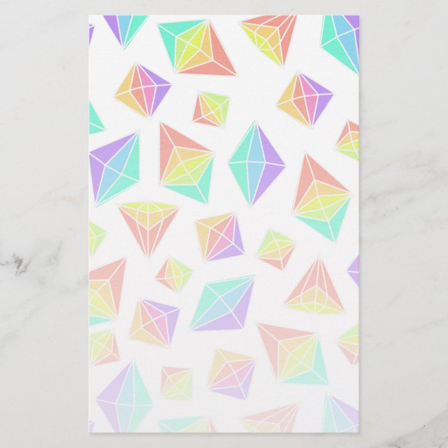 Pastel Rainbow Crystals Mönster Brevpapper (Framsida)