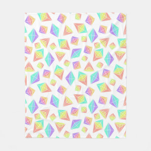 Pastel Rainbow Crystals Mönster Fleecefilt