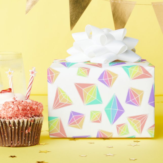Pastel Rainbow Crystals Mönster Presentpapper (Födelsedagsfest)