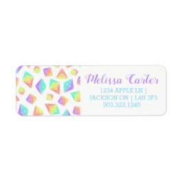 Pastel Rainbow Crystals Mönster Returadress Etikett