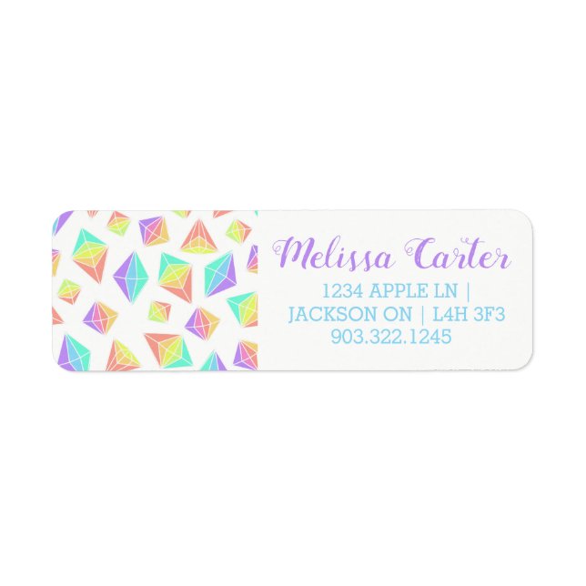 Pastel Rainbow Crystals Mönster Returadress Etikett (Framsidan)