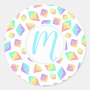 Pastel Rainbow Crystals Mönster Runt Klistermärke
