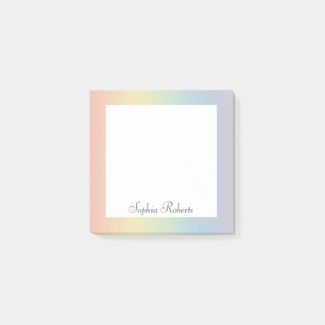 Pastel Rainbow Custom Name  Post-it Block (Framsida)