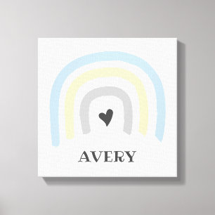 Pastel Rainbow Cute Heart Baby Nursery art Canvastryck