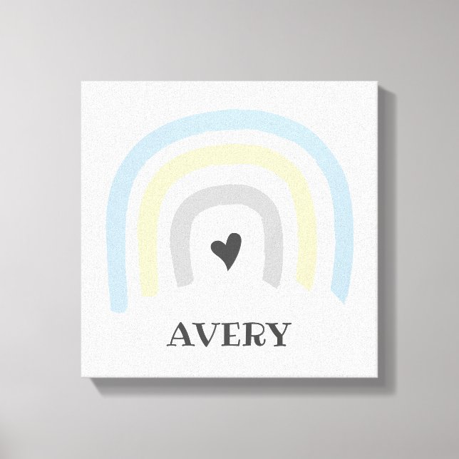 Pastel Rainbow Cute Heart Baby Nursery art Canvastryck (Framsida)