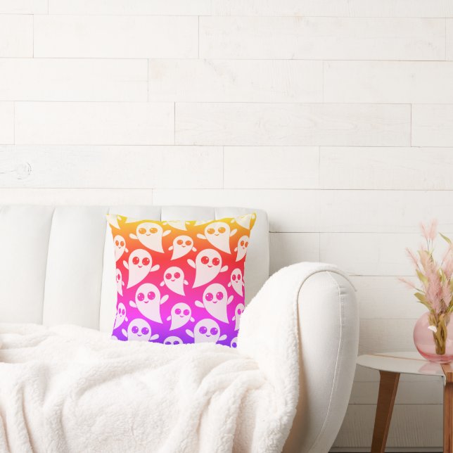 Pastel Rainbow Cute Spöken Halloween Kudde (Soffa)