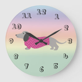 Pastel Rainbow Dachshund Stor Klocka