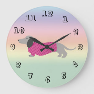 Pastel Rainbow Dachshund Stor Klocka