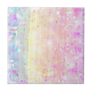 Pastel Rainbow Design of Rosa, Blue, Gult Ceram Kakelplatta