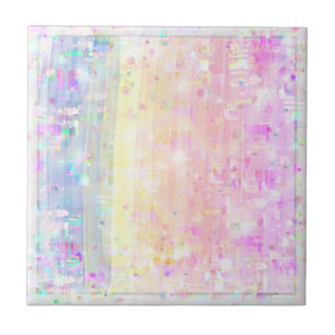 Pastel Rainbow Design of Rosa, Blue, Gult Kakelplatta