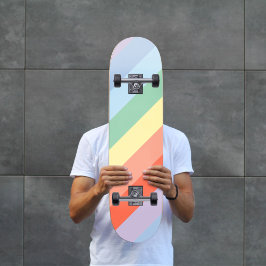 Pastel Rainbow Diagonal Rand Mini Skateboard Bräda 18,5 Cm