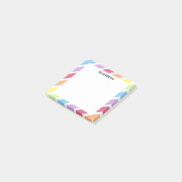 Pastel Rainbow Diagonal Rand Namn | Anpassa Post-it Block